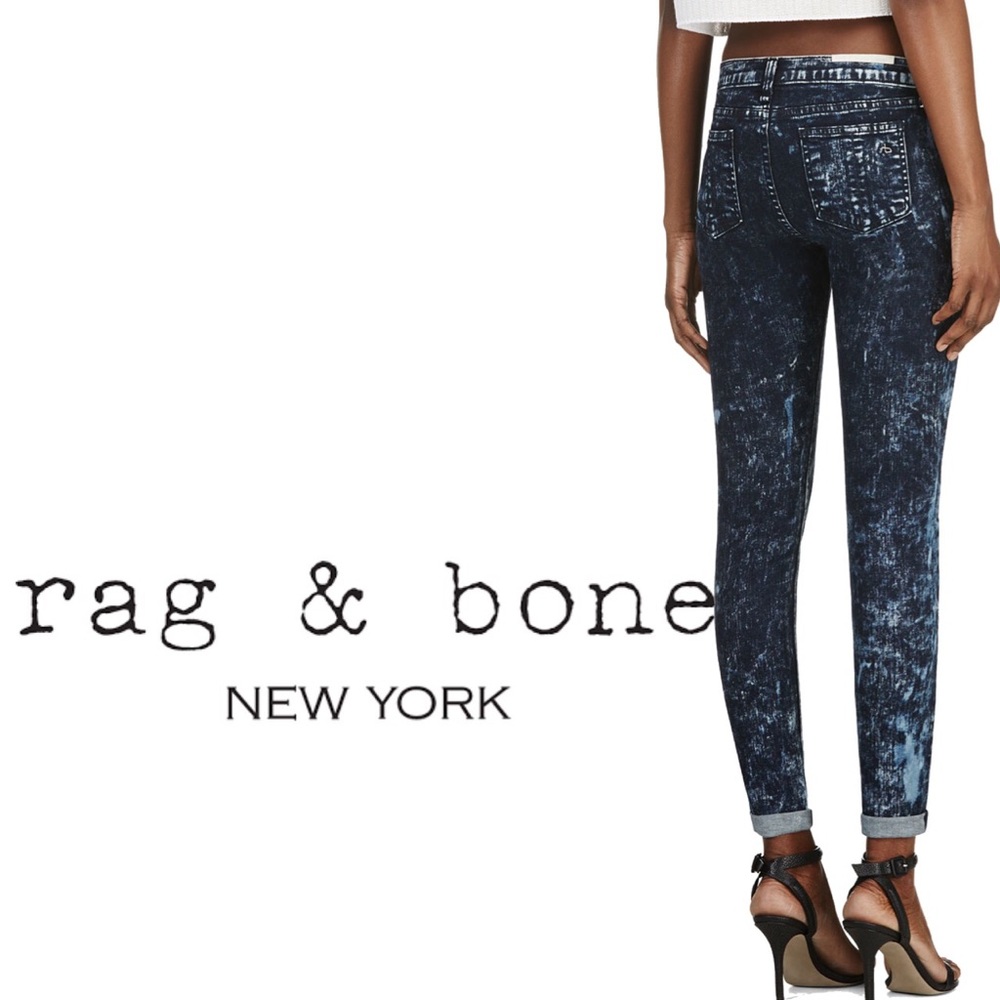 Rag & Bone indigo Retro 90s Acid Wash Skinny Jeans